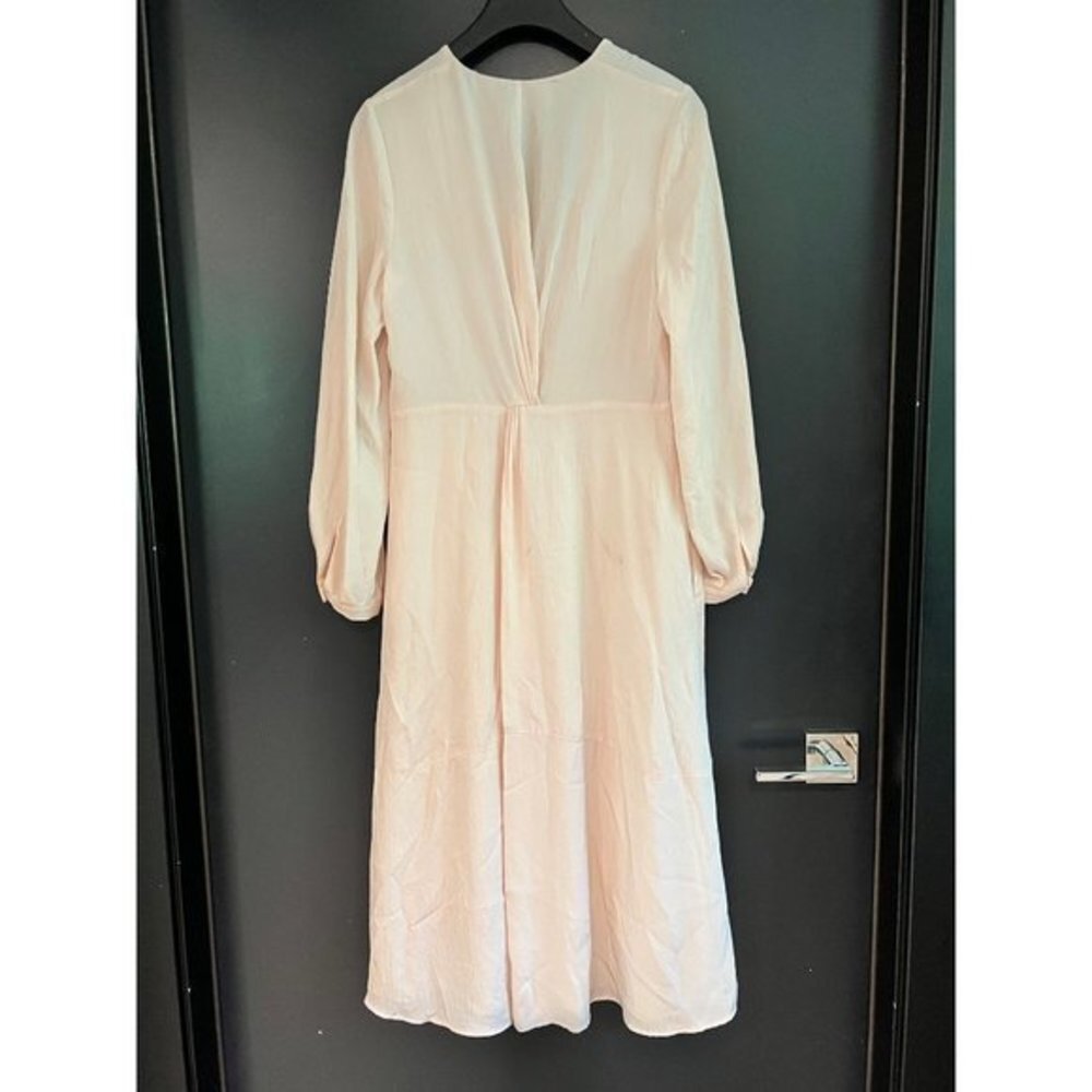 Vince Twist Drape Long Sleeve Dress in Oat Blush Size 6 - Picture 5 of 11